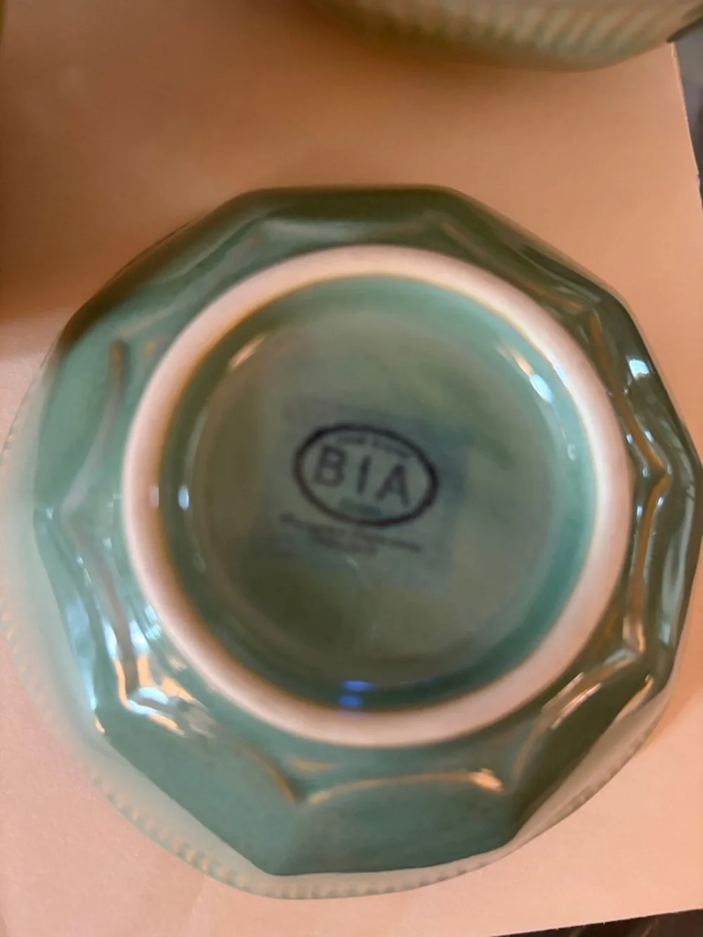 VINT 1970’s porcelain lotus bowls trio in green  Rare find. Manufactured BIA.